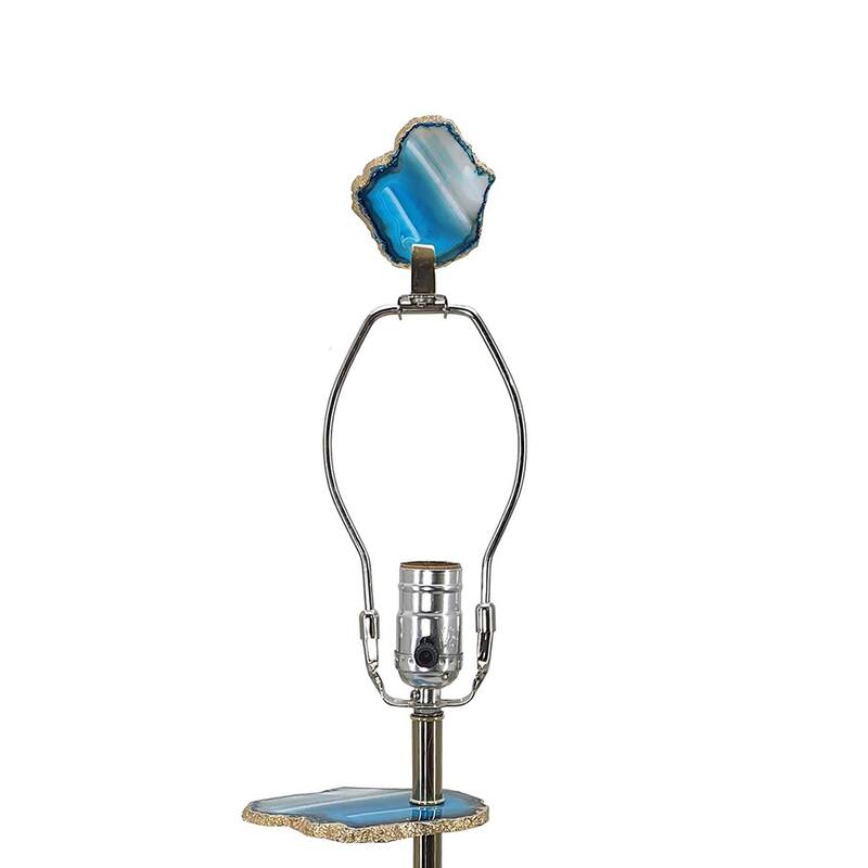 D15x29.5" Verdant Agate-Slice Table Lamp w/ Marble Base