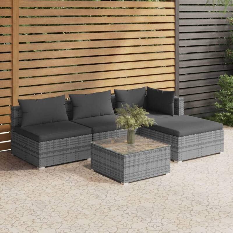 vidaXL Patio Lounge Set Outdoor Sectional Sofa Set Table Garden Poly Rattan