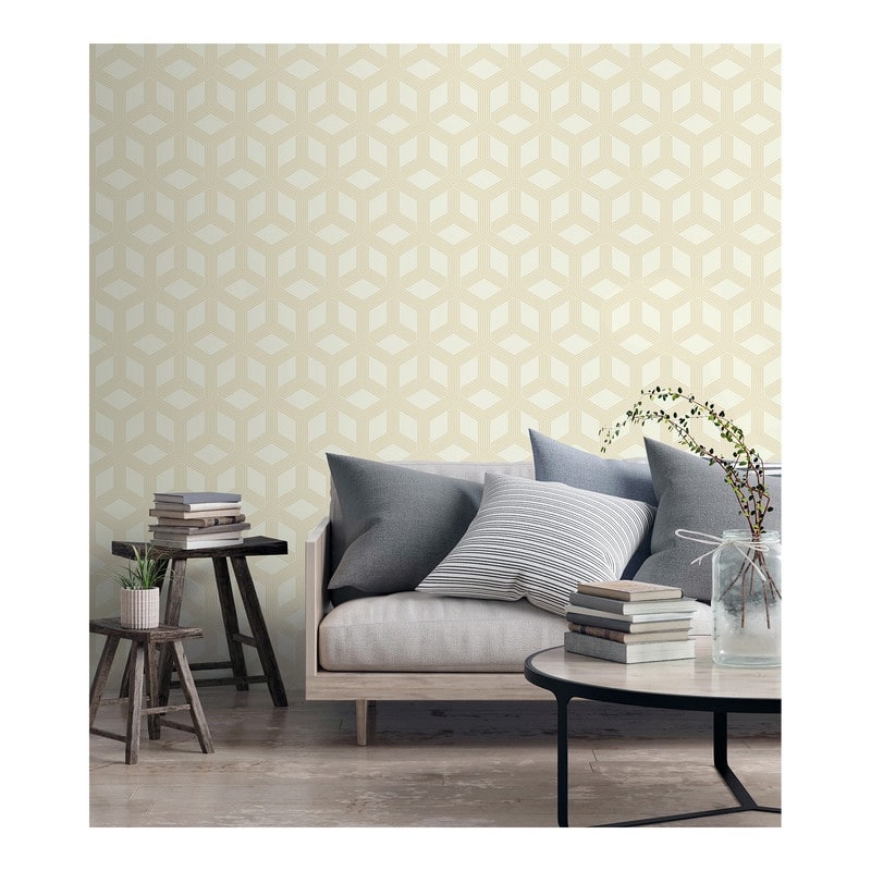Advantage Xander Cream Glam Geometric Wallpaper - 20.9 x 396 x 0.025