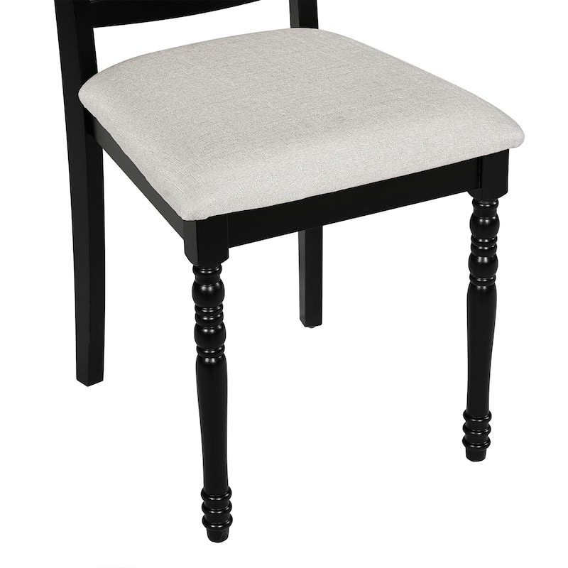 Farmhouse Linen Upholstered Dining Chairs Set of 6 with Solid Wood Legs