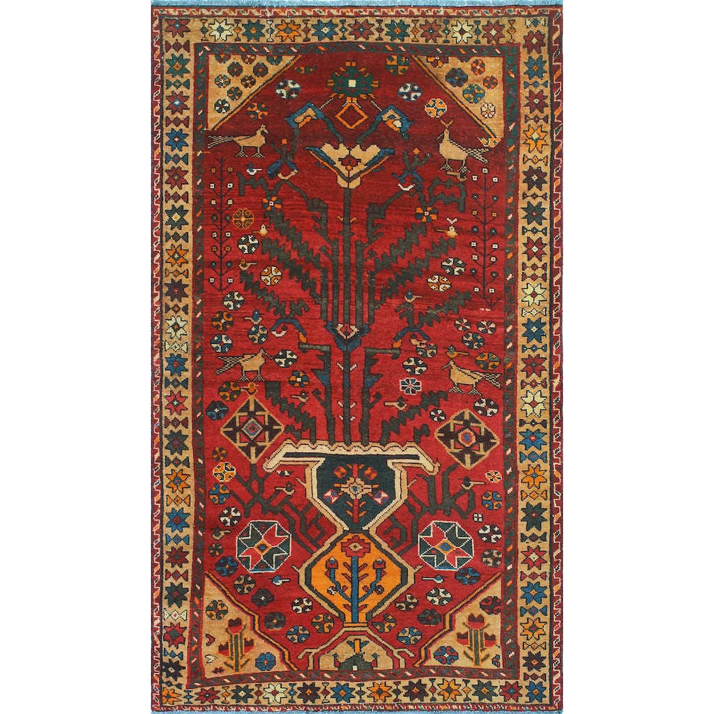 Fine Vintage Distressed Amancay Red/Beige Rug - 4'1" x 7'3"