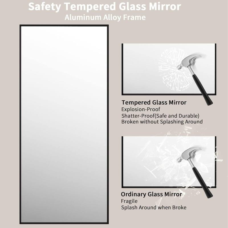 Organnice Rectangular Mirror Modern Black Frame Bathroom Vanity Mirror Clean Glass
