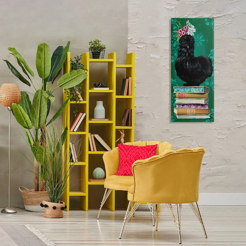 Stupell Country Chicken on Bookstack Canvas Wall Art Design By Heather Gauthier