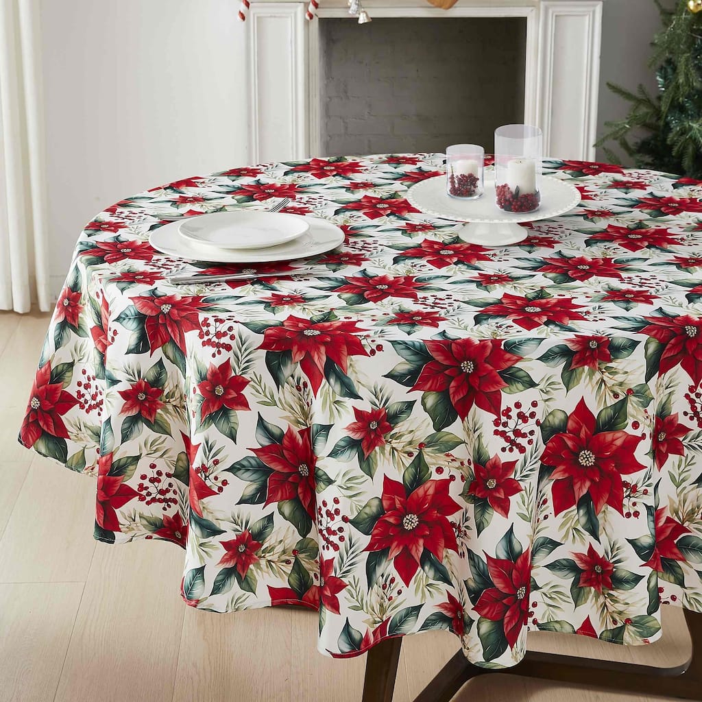 Avanti Linens Poinsettia 70" Round Tablecloth