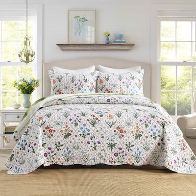 3 Pcs Colorful Botanical Printed Bedspread Set