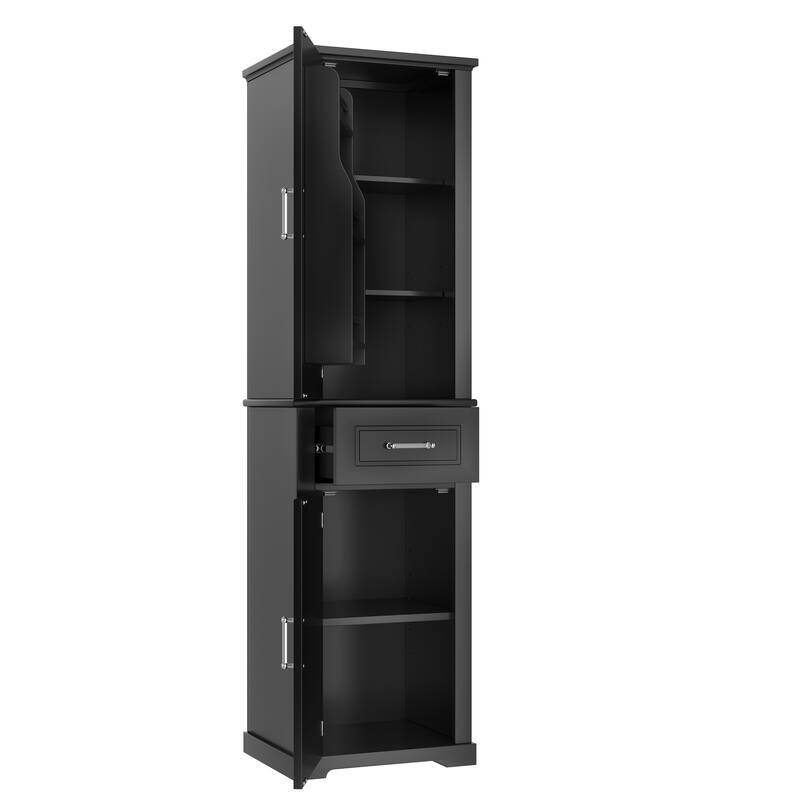 GDFStudio - Jasper Tall Freestanding Bathroom Storage Cabinet with Two-Sized Doors and Adjustable Shelves
