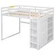 preview thumbnail 6 of 7, Full Loft Bed with Wardrobe, Shelves, and LED Light - White