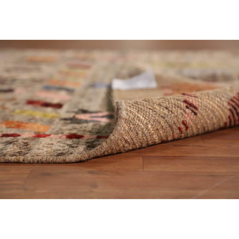 Geometric Moroccan Oriental Area Rug Handmade Brown Wool Carpet - 5'9" x 7'7"