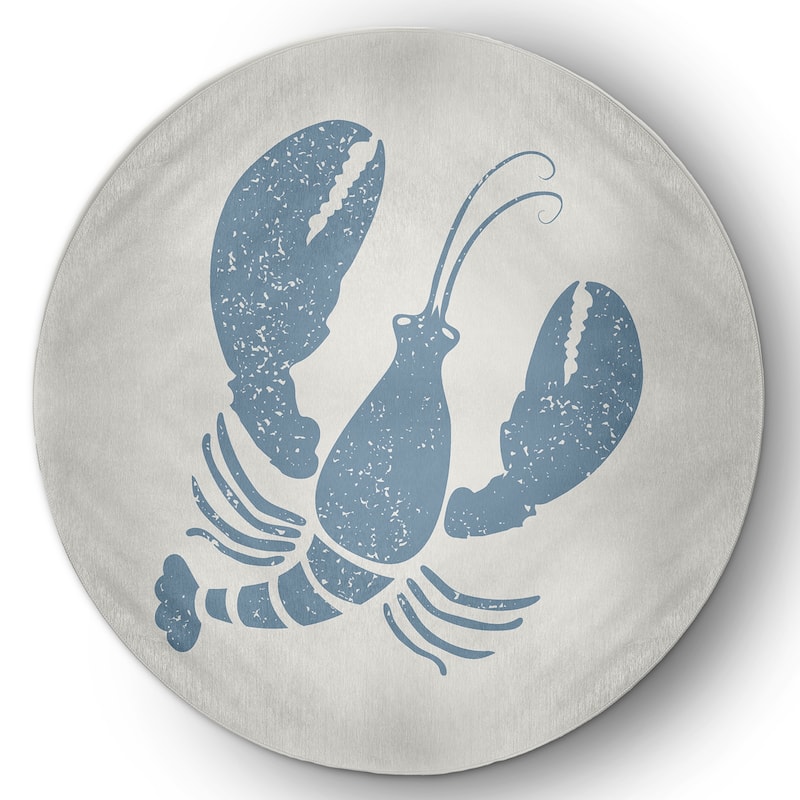 Lobster Nautical Indoor/Outdoor Rug - Dusty Smoke and White - 5' Round