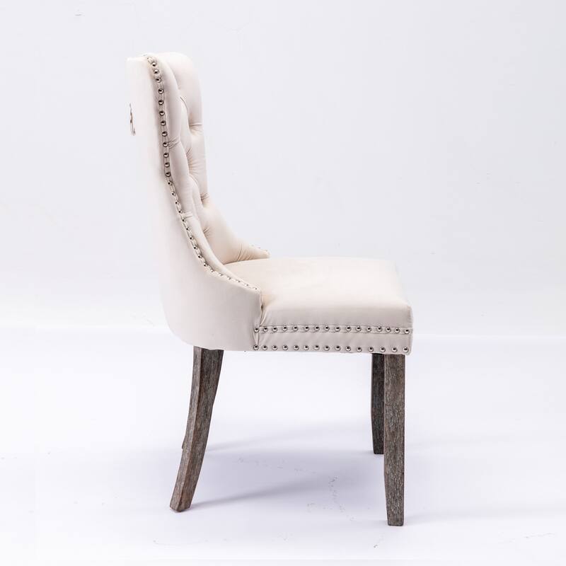Modern Velvet Upholstered Dining Chair with Wood Legs,Set of 2