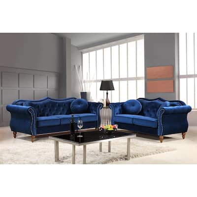 Carbon Classic Nailhead Chesterfield 2 Piece Living Room Set