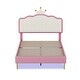 preview thumbnail 5 of 5, Twin size Upholstered Princess Bed With Crown Headboard, Light Strips
