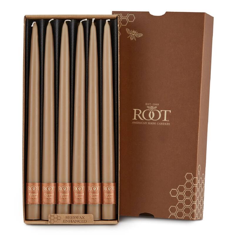 ROOT Hand Dipped Taper Candles - 12 Ct - Taupe - 12 X .88