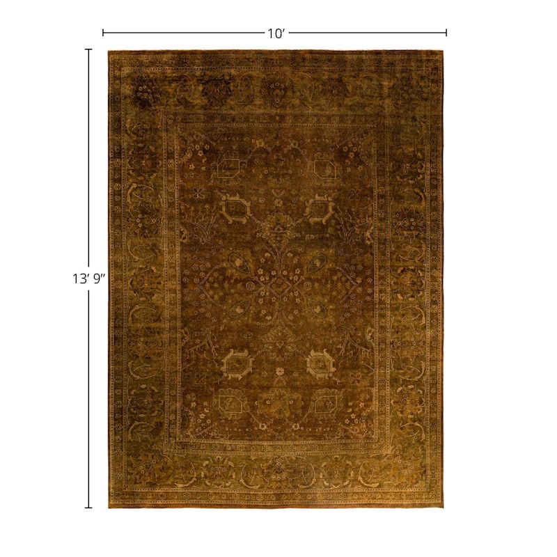 Overdyed, One-of-a-Kind Hand-Knotted Area Rug - Brown - 10' 0" x 13' 9"