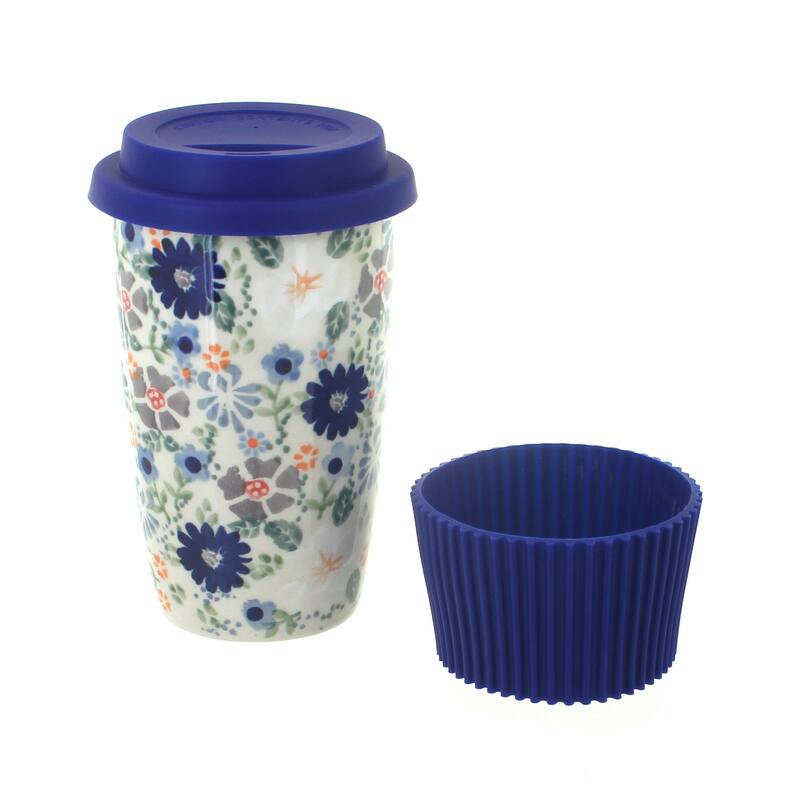Blue Rose Polish Pottery K115 Manufaktura Travel Mug - Carnival