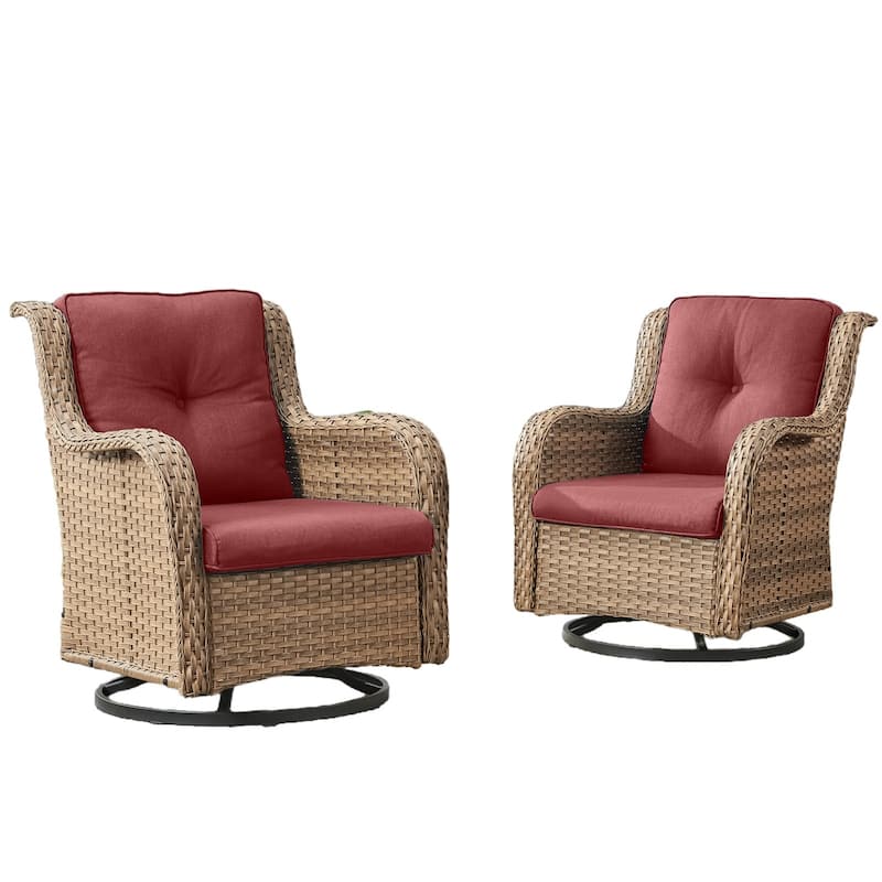Pocassy Outdoor Swivel Chairs with 4 Inch Cushion