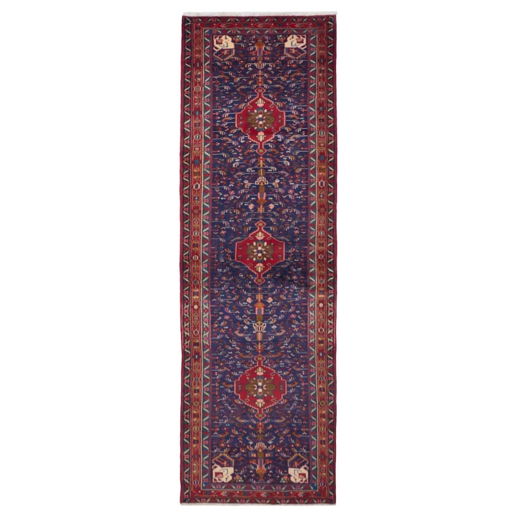 ECARPETGALLERY Hand-knotted Anadol Navy Wool Rug - 3'2 x 10'4