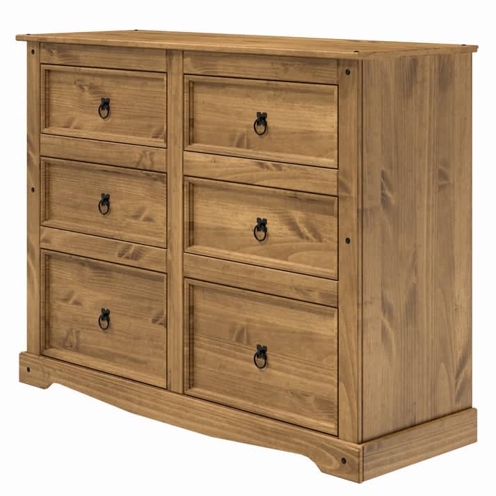 Wood Dresser 3+3 Drawers Chest Corona | Furniture Dash - Brown