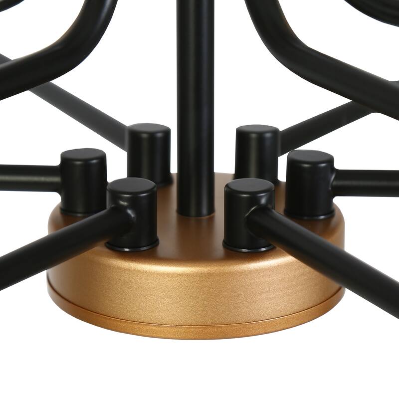 Modern 9-Light Classic Angle Arm Chandelier Gold Black Candle Lights - 38.5" Dia. x 25" H