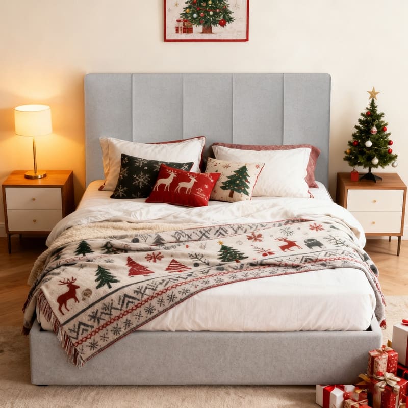 Modern Upholstered Lift-Up Storage Platform Bed with Headboard