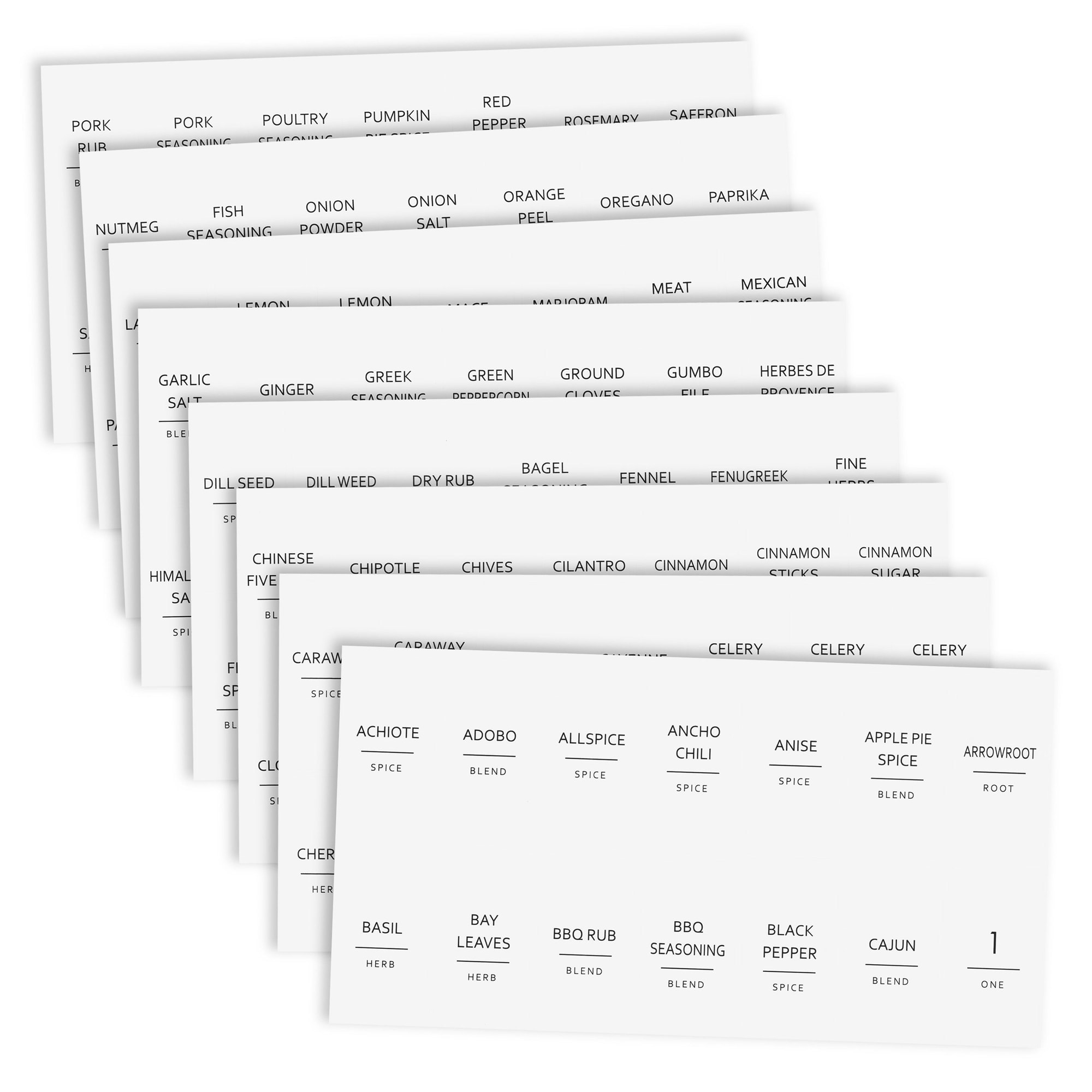 140 Spice Labels Stickers Preprinted White Minimalist Spice Jar Labels Bed Bath Beyond 37372540