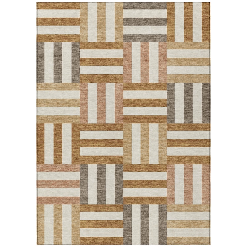 Machine Washable Indoor/ Outdoor Modern Hatch Chantille Rug