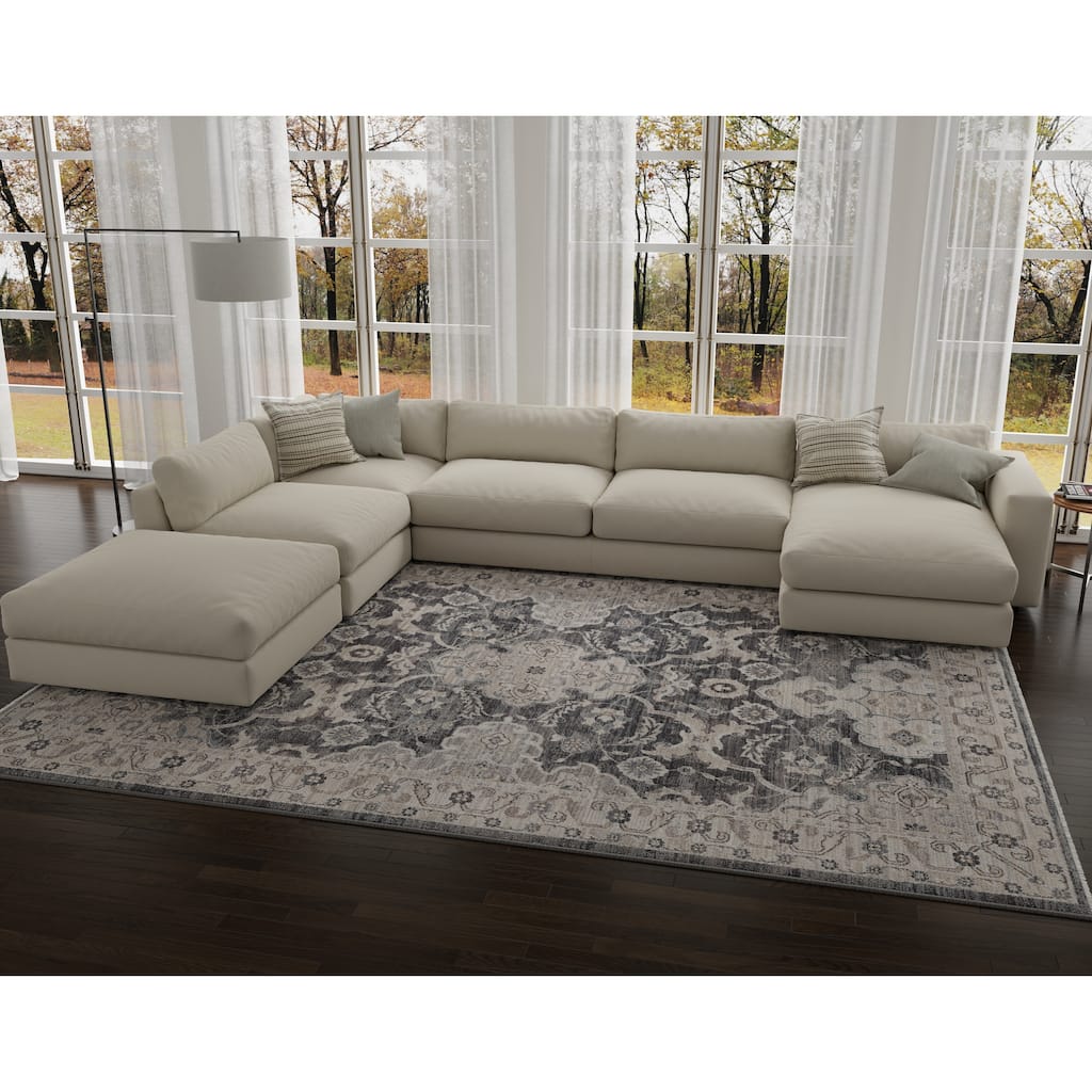 Domani Greige Distressed Luxe Traditional Area Rug