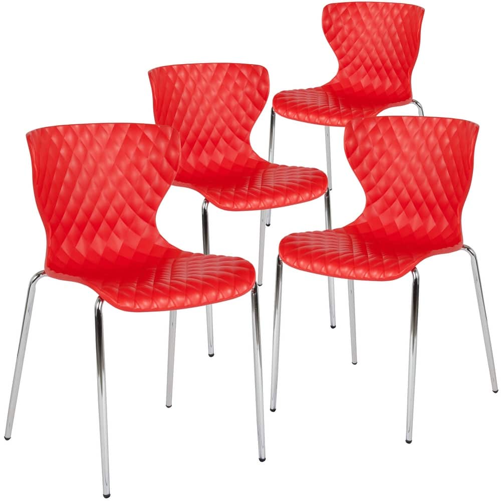 4 Pack Contemporary Design Plastic Stack Chair