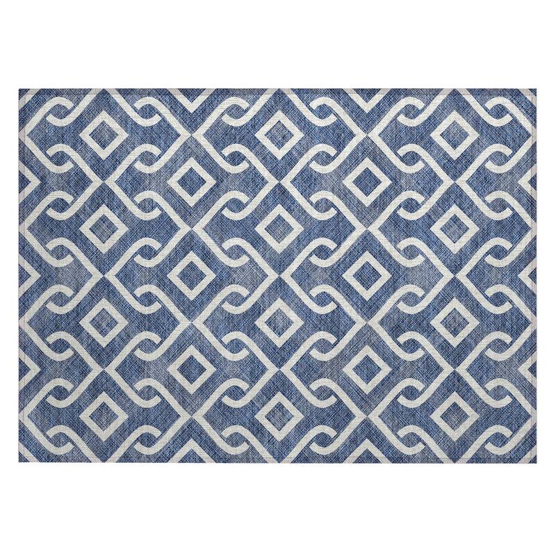 Machine Washable Indoor/ Outdoor Chantille Modern Trellis Rug