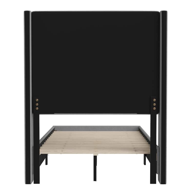 Modern Upholstered Platform Bed with Channel Stitched Headboard