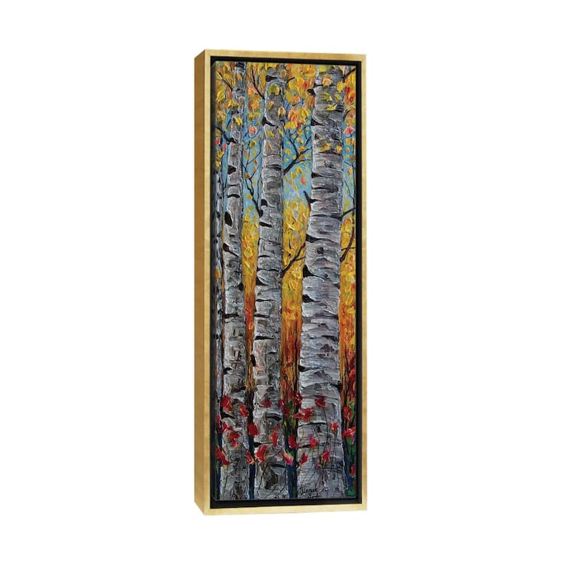 iCanvas "Impressionistic Colorado Aspen Trees Vertical Panorama" by OLena Art Framed Canvas Print - Gold - 36x12