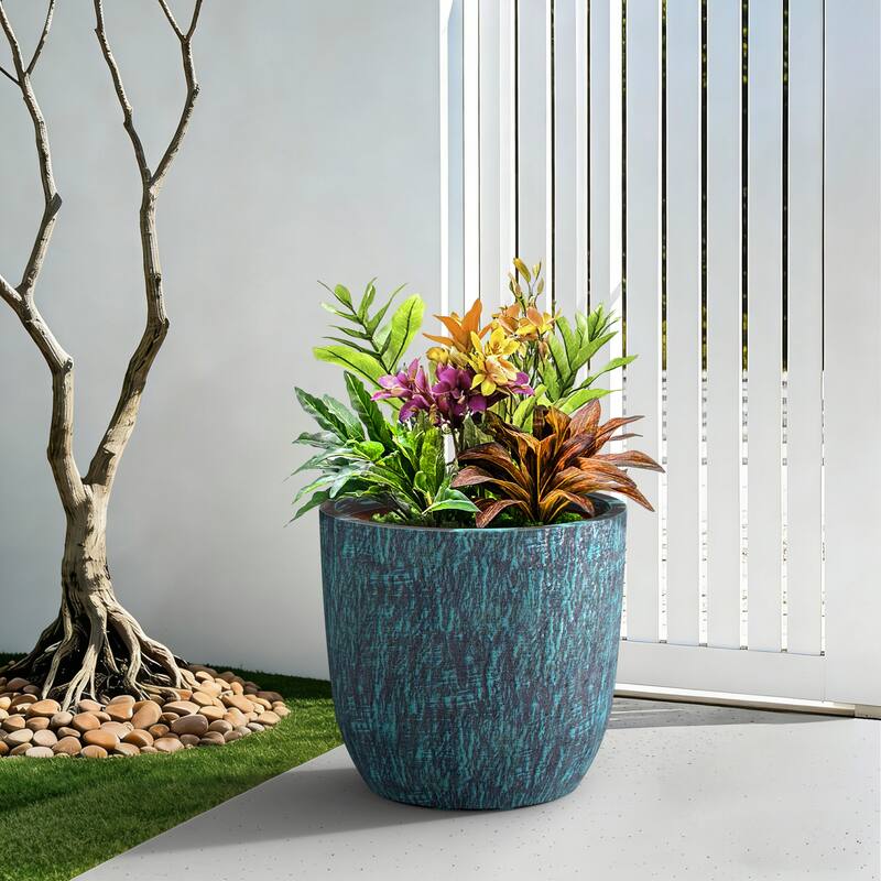Upgraded Interior Concrete Tall Round Planter with Drainage Holes