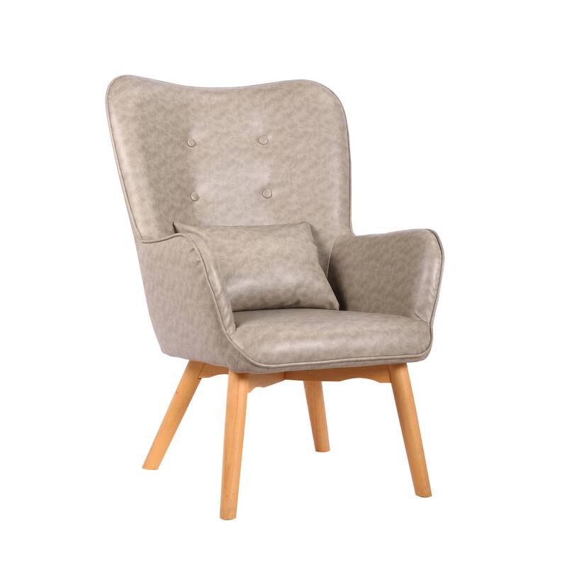 Porthos Home Paco Leisure Accent Chair, PU Leather, Wingback Design - Grey
