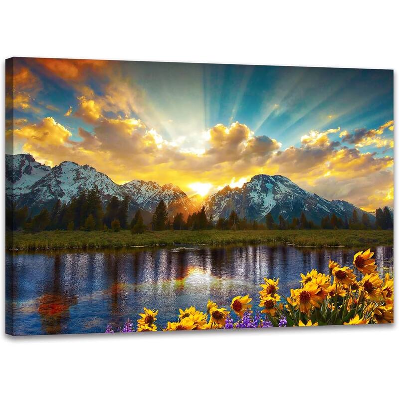 Grand Teton National Park Wall Art Sunflower Landscape - 36x24