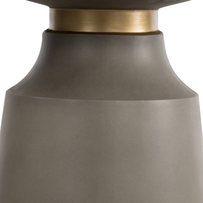 Round Concrete Dining Table - Modern Industrial Table with Metal Accent - 4 Seat Kitchen Table - 39.4