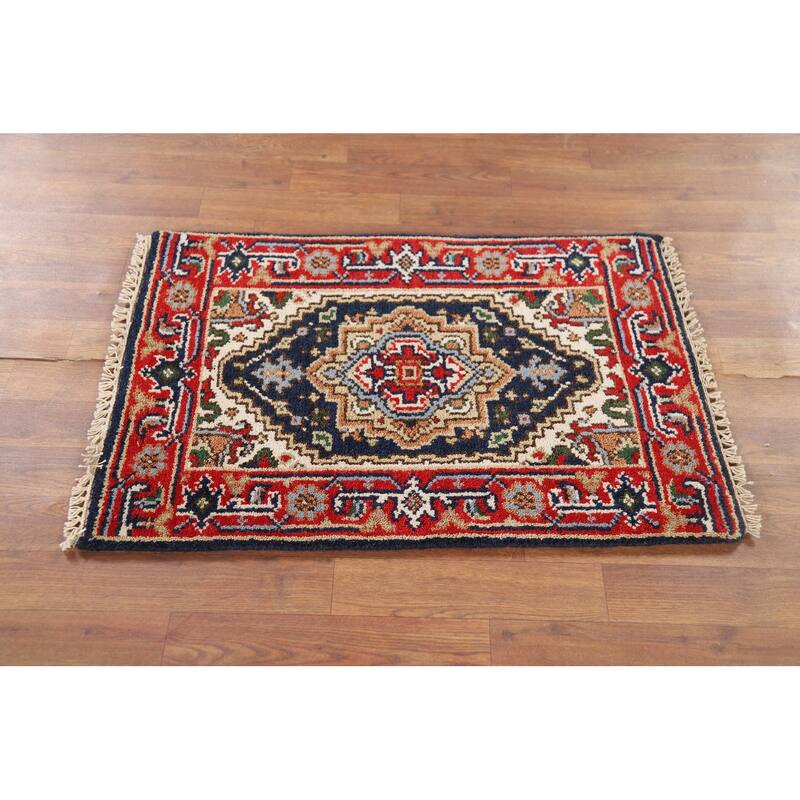 Geometric Heriz Serapi Foyer Rug Hand-Knotted Wool Carpet - 2'0" x 3'0"