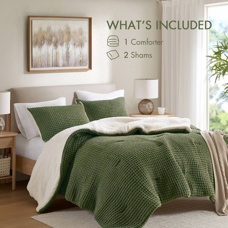 Madison Park Riordan Waffle Knit Chenille Comforter Set