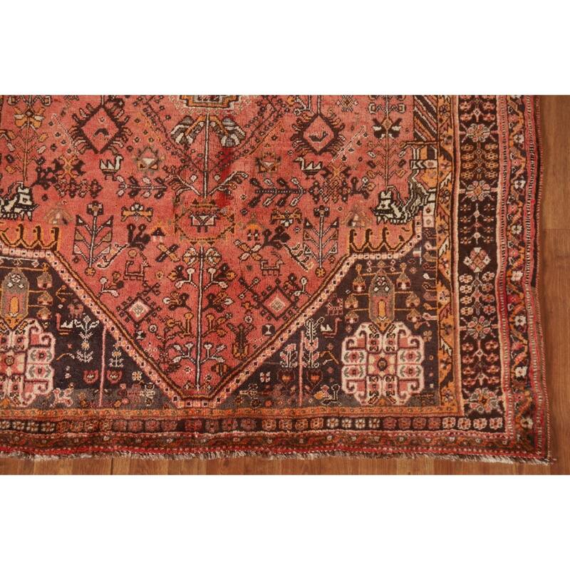 Handmade Vegetable Dye Shiraz Persian Vintage Area Rug - 5'1"x 7'10"