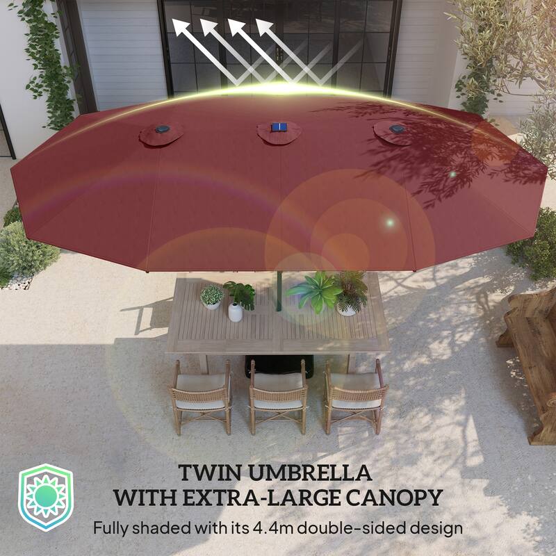 Double-Sided Large Patio Umbrella with Crank Handle Outdoor Canopy for Backyard Garden or Patio