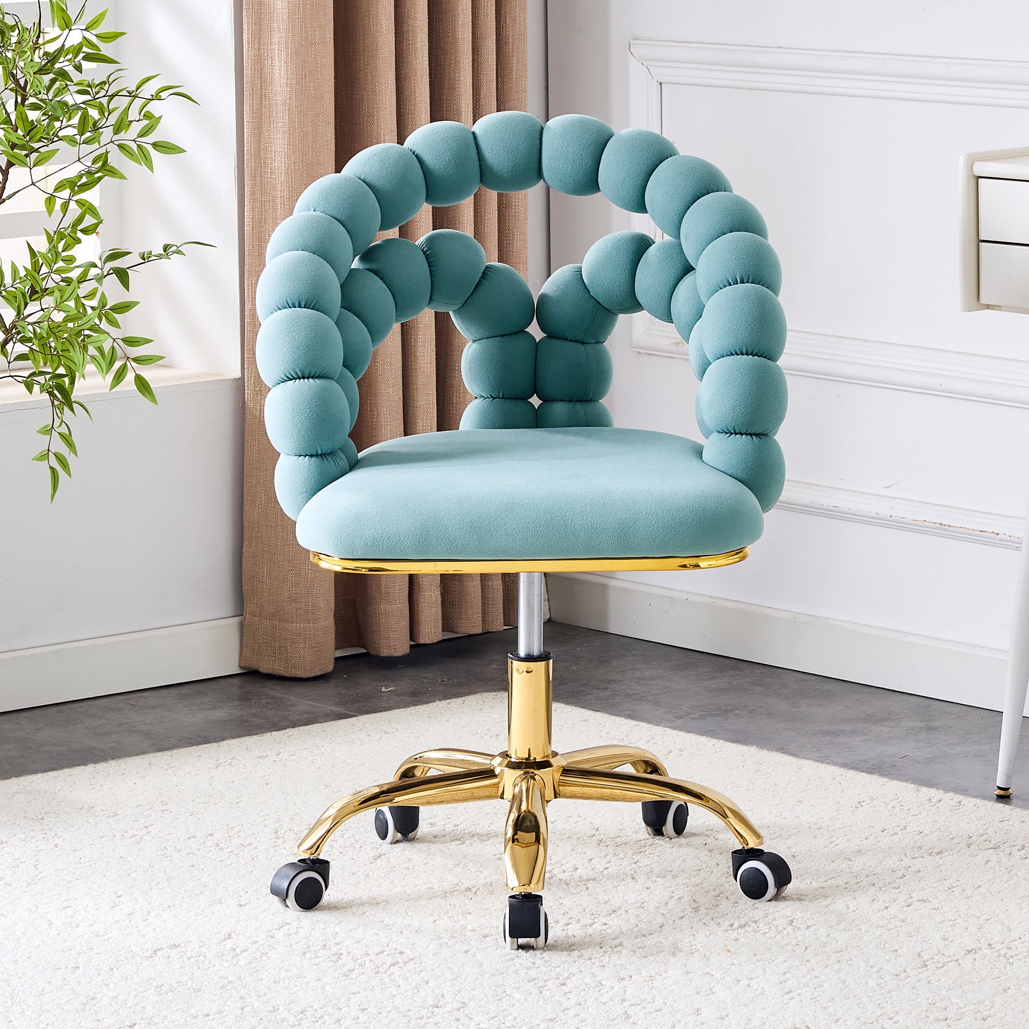 Velvet Leisure Chair, Gold Casters