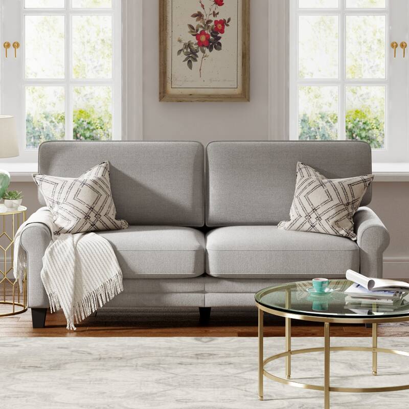 Serta Copenhagen 73" Sofa Couch for Two People, Pillowed Back Cushions and Rounded Arms, Durable Modern Upholstered Fabric