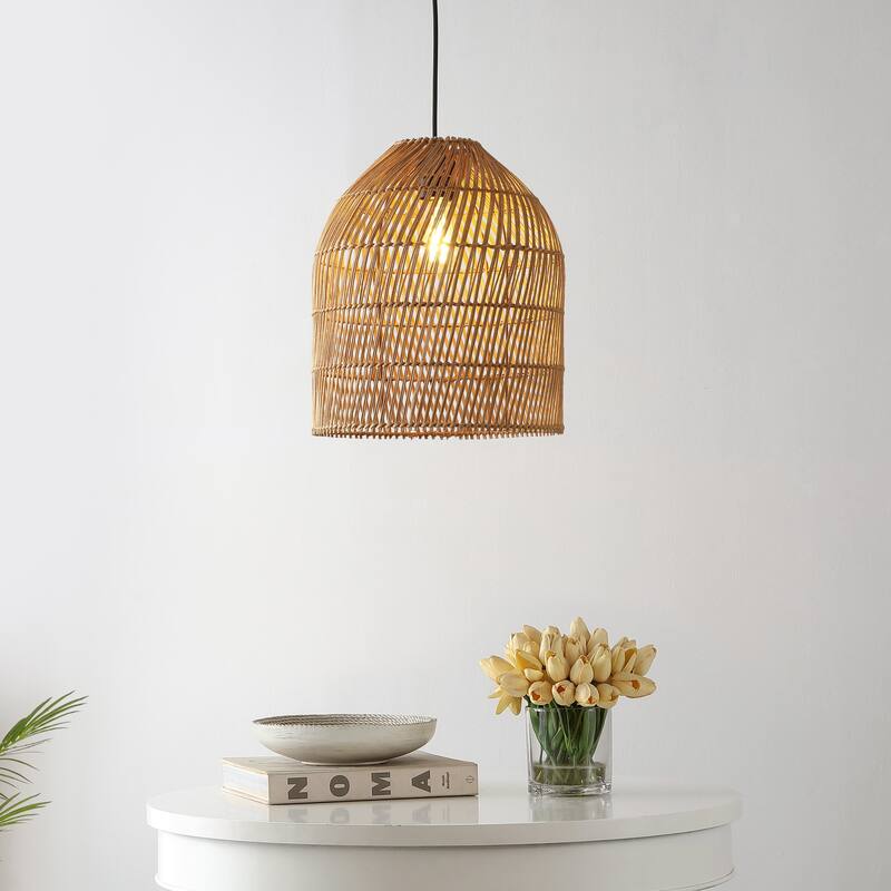 Lucas 1-Light Farmhouse Coastal 180" Cord Plug-In or Hardwired LED Pendant, by JONATHAN Y