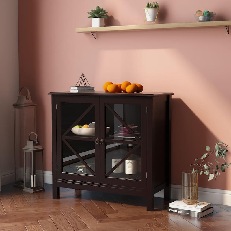Kitchen cabinet with double glass doors