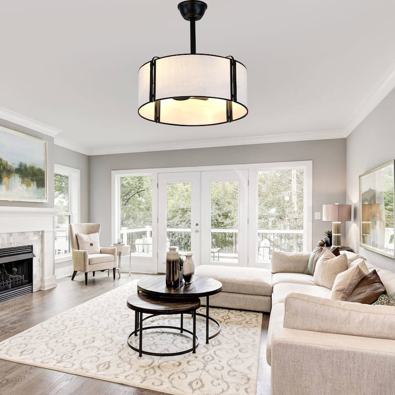 Bella Depot 19" Modern Caged Ceiling Fan with Light Kit and Remote Control 6-Speed Reversible DC Motor - 19”