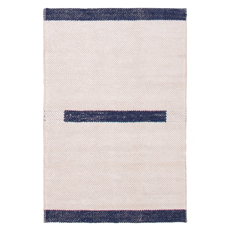 ECARPETGALLERY Braid weave Sienna Cream, Navy Wool Rug - 4'0 x 5'10 - Cream/ Dark Navy - 4'0 x 5'10