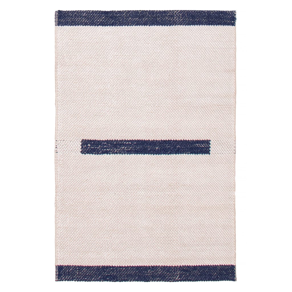 ECARPETGALLERY Braid weave Sienna Cream, Navy Wool Rug - 4'0 x 5'10