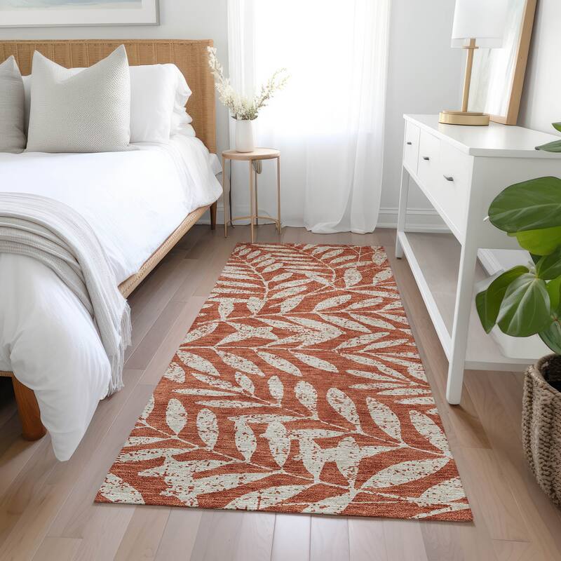 Machine Washable Indoor/ Outdoor Chantille Palm Rug