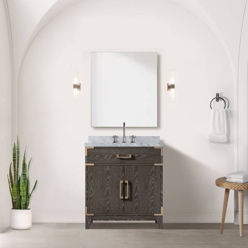 Laurel Bath Vanity Carrara Marble Top, Sink and Faucet