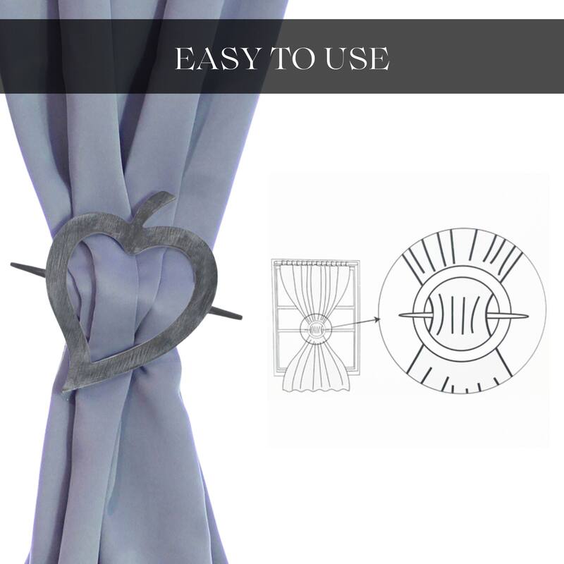 Set of 2 Wooden Heart Tieback Fjord Big Size - 8"L x 5.7"W x 0.8"D