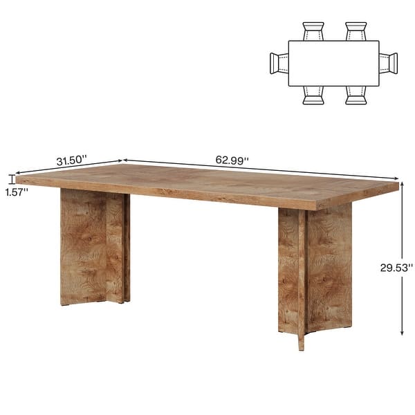 dimension image slide 2 of 5, Farmhouse Rectangular Dining Table for 4-6 People